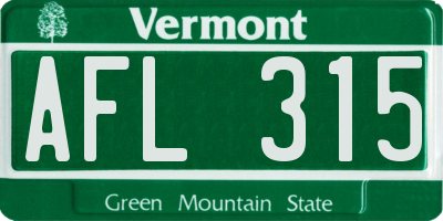 VT license plate AFL315