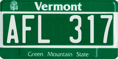 VT license plate AFL317