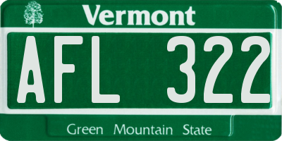 VT license plate AFL322