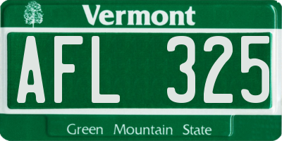 VT license plate AFL325