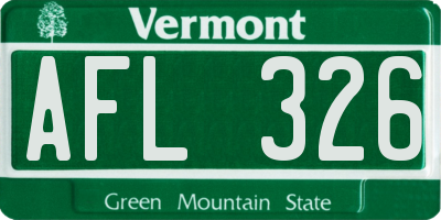 VT license plate AFL326