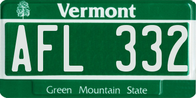 VT license plate AFL332