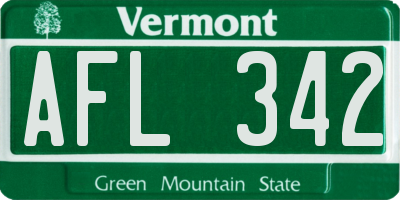 VT license plate AFL342