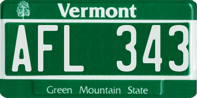 VT license plate AFL343