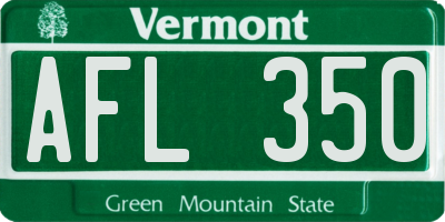VT license plate AFL350