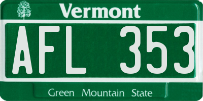 VT license plate AFL353