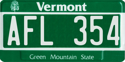VT license plate AFL354