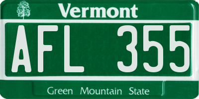 VT license plate AFL355