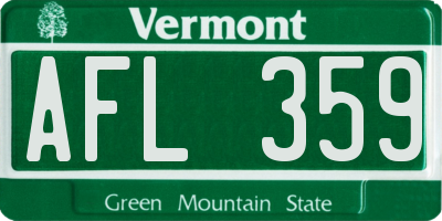 VT license plate AFL359