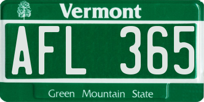 VT license plate AFL365