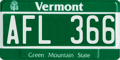 VT license plate AFL366