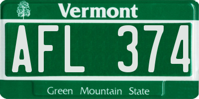 VT license plate AFL374