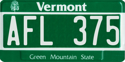VT license plate AFL375