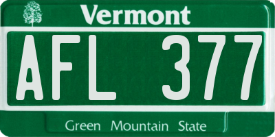 VT license plate AFL377