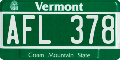 VT license plate AFL378