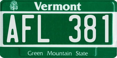 VT license plate AFL381