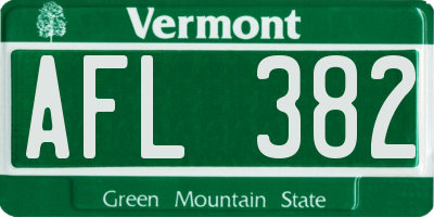 VT license plate AFL382