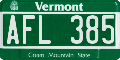 VT license plate AFL385