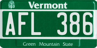 VT license plate AFL386