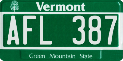 VT license plate AFL387