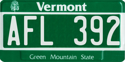 VT license plate AFL392