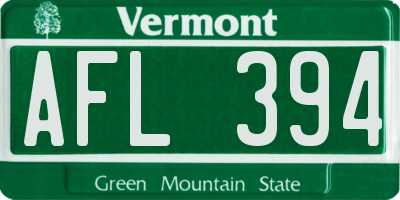 VT license plate AFL394