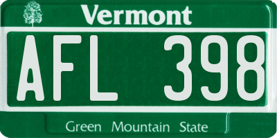 VT license plate AFL398