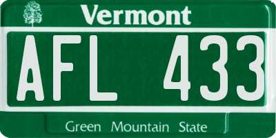 VT license plate AFL433