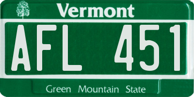 VT license plate AFL451