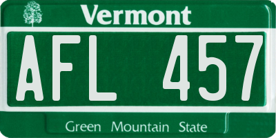 VT license plate AFL457