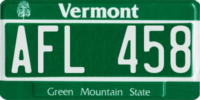 VT license plate AFL458