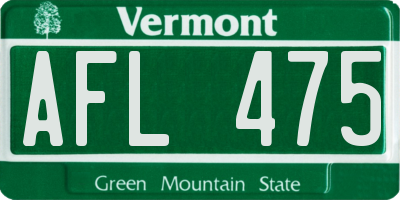 VT license plate AFL475