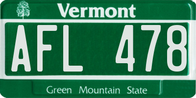 VT license plate AFL478
