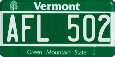 VT license plate AFL502