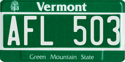 VT license plate AFL503