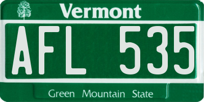VT license plate AFL535