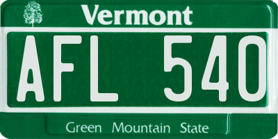 VT license plate AFL540