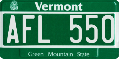 VT license plate AFL550