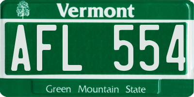 VT license plate AFL554