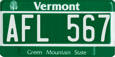 VT license plate AFL567
