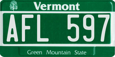 VT license plate AFL597