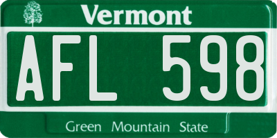VT license plate AFL598