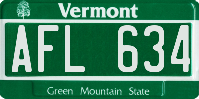 VT license plate AFL634
