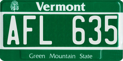 VT license plate AFL635