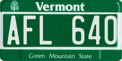 VT license plate AFL640