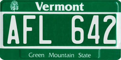 VT license plate AFL642