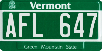 VT license plate AFL647