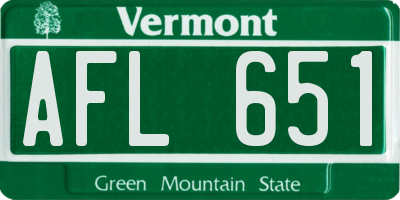 VT license plate AFL651