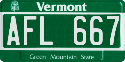 VT license plate AFL667