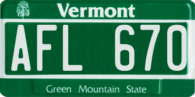 VT license plate AFL670